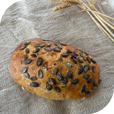 Pain à la courge, raisins, noisettes 400g